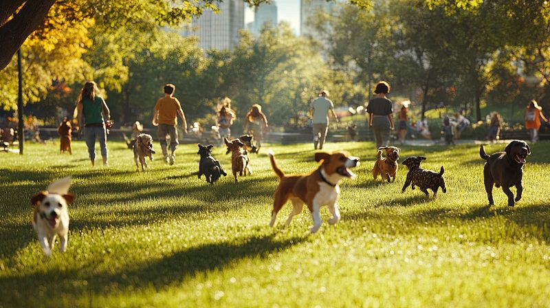 Dog running in dog park